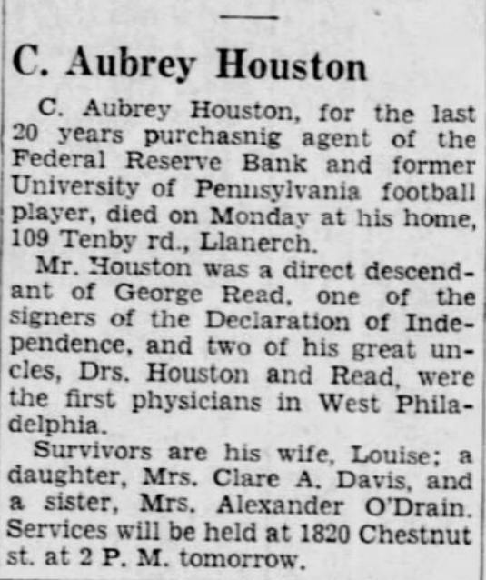 C. Aubrey Houston dies